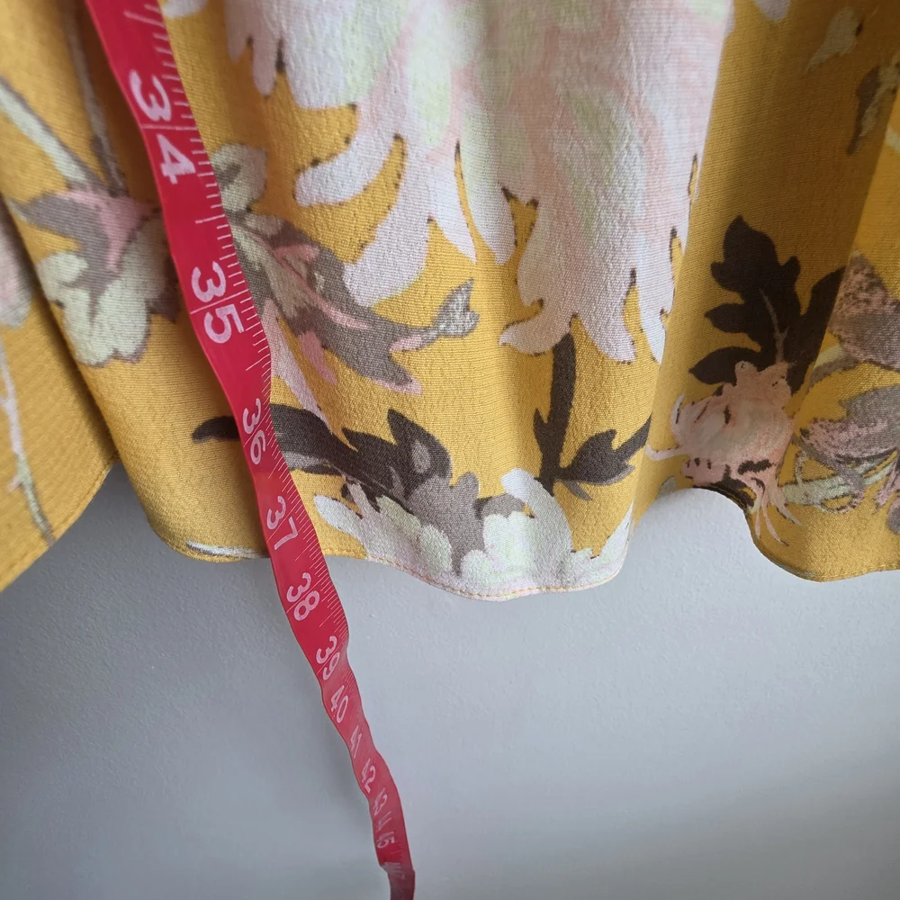 H&M Mustard Yellow Floral Smocked Off-The-Shoulder Mini Dress - Picture 11 of 12